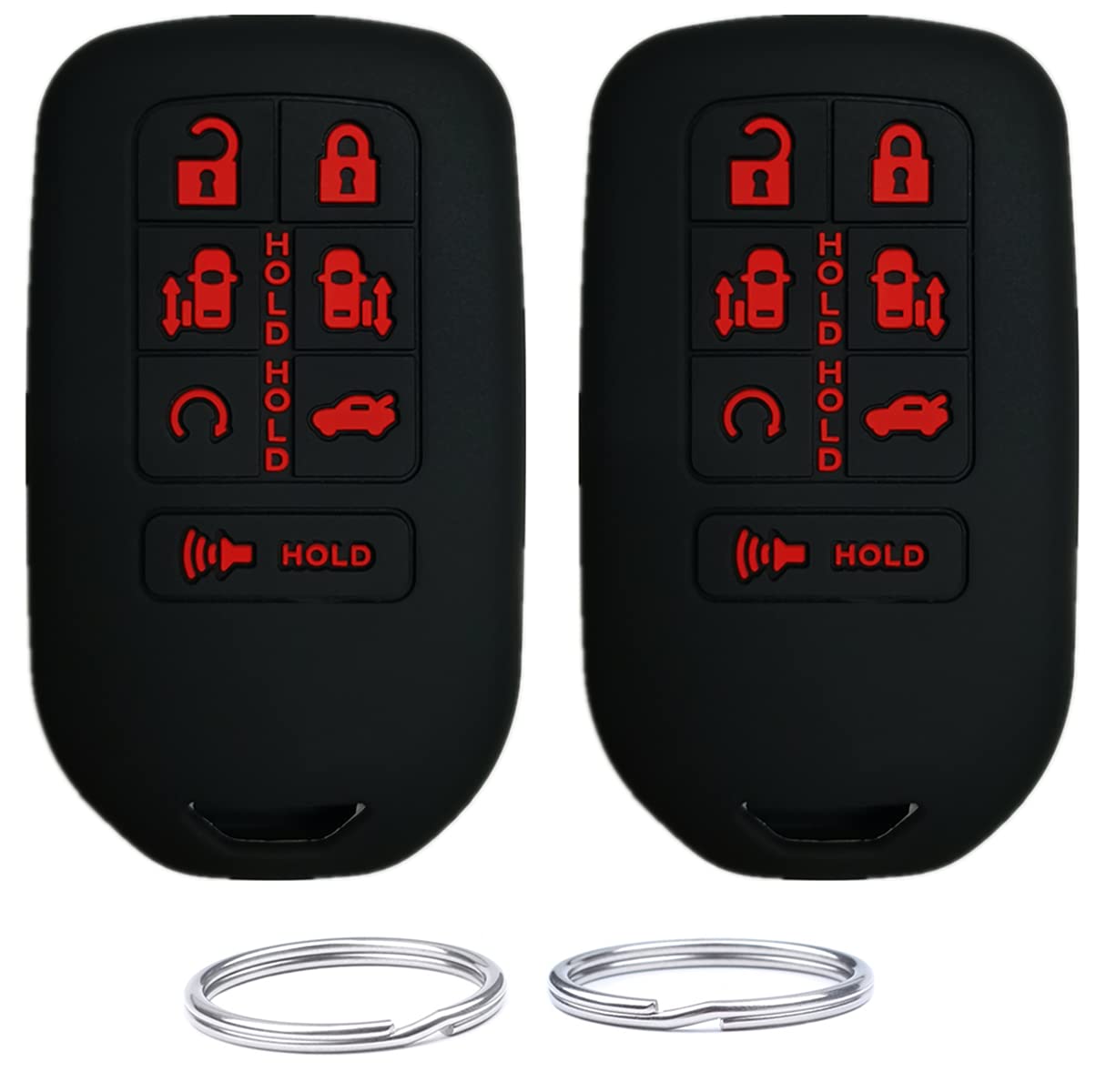 UOKEY Silicone Keyless Remote Key Fob Case Cover fit for 2024 2023 2022 2021 2020 2019 2018 Honda Odyssey Elite ex(7buttons) (2 