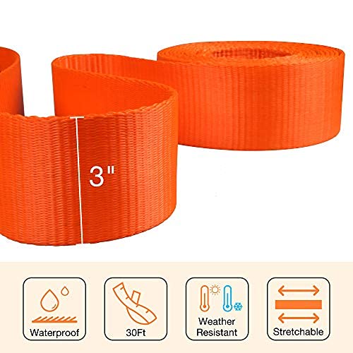 Sumpluct Recovery Tow Strap 3In X 20Ft Heavy Duty 30,000 Lbs Break Strength, Use For Emergency Towing Rope, Tree Saver, Winch Ex