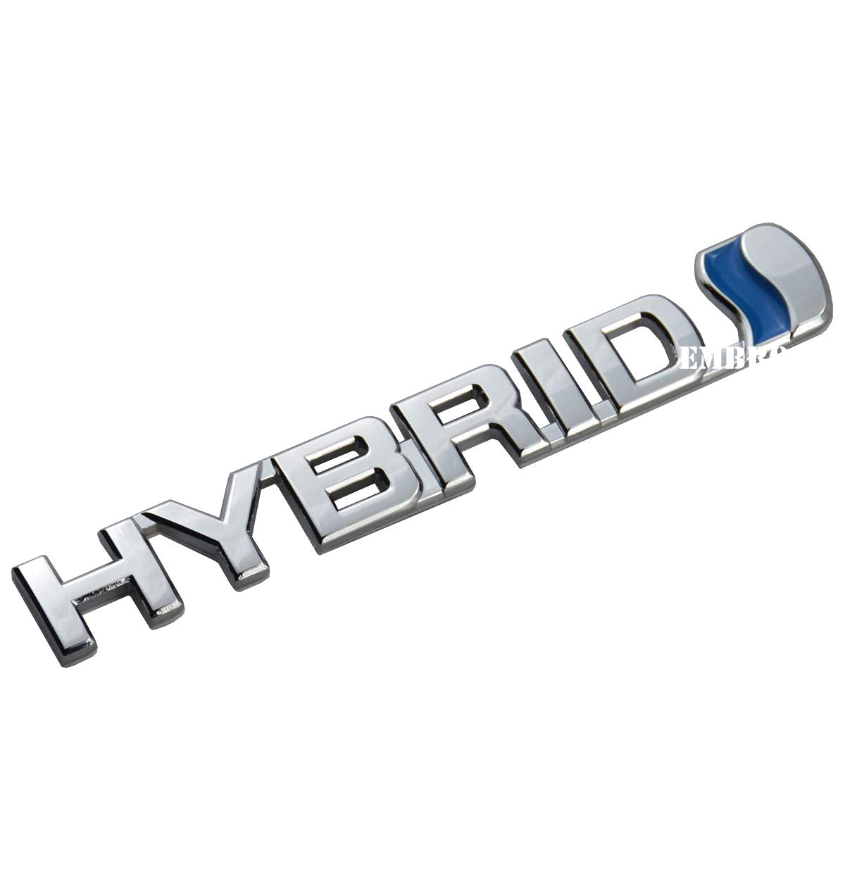 Embroom Hybrid Emblem Fender 3D Metal Badge Decal Replacement For Universal Car (Blue Chrome)