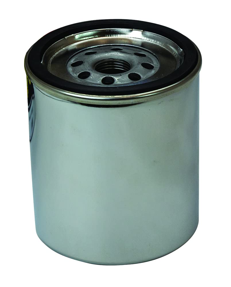 Moroso 22300 Oil Filter, Fits Small Block Chevy/Big Block Chevy Engines, Chrome, Short Style