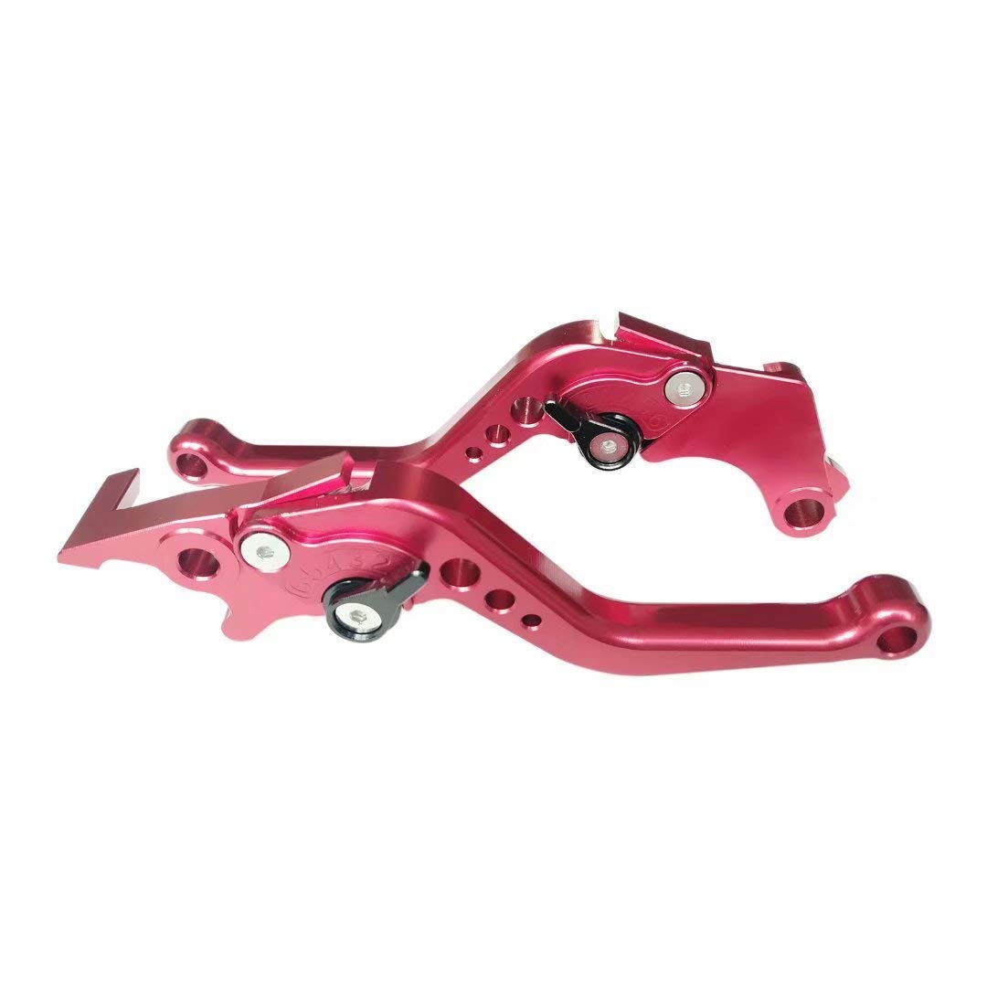 Red Cnc 6 Position Shorty Brake Clutch Lever For Kawasaki Zx1400 / Zx14R / Zzr1400 2006-2015 06 07 08 09 10 11 12 13 14 15