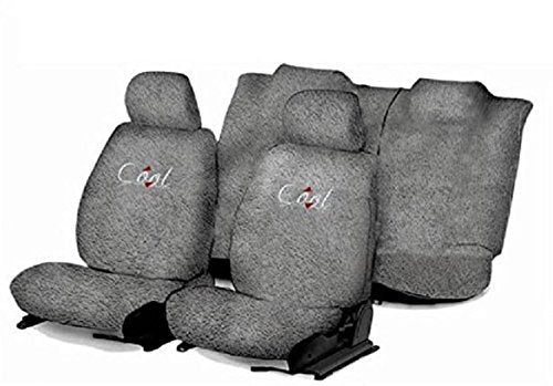 REXBURG Sweat Control Fixed Front Headrest (Grey) Towel Seat Cover for Hyundai Santro Xing
