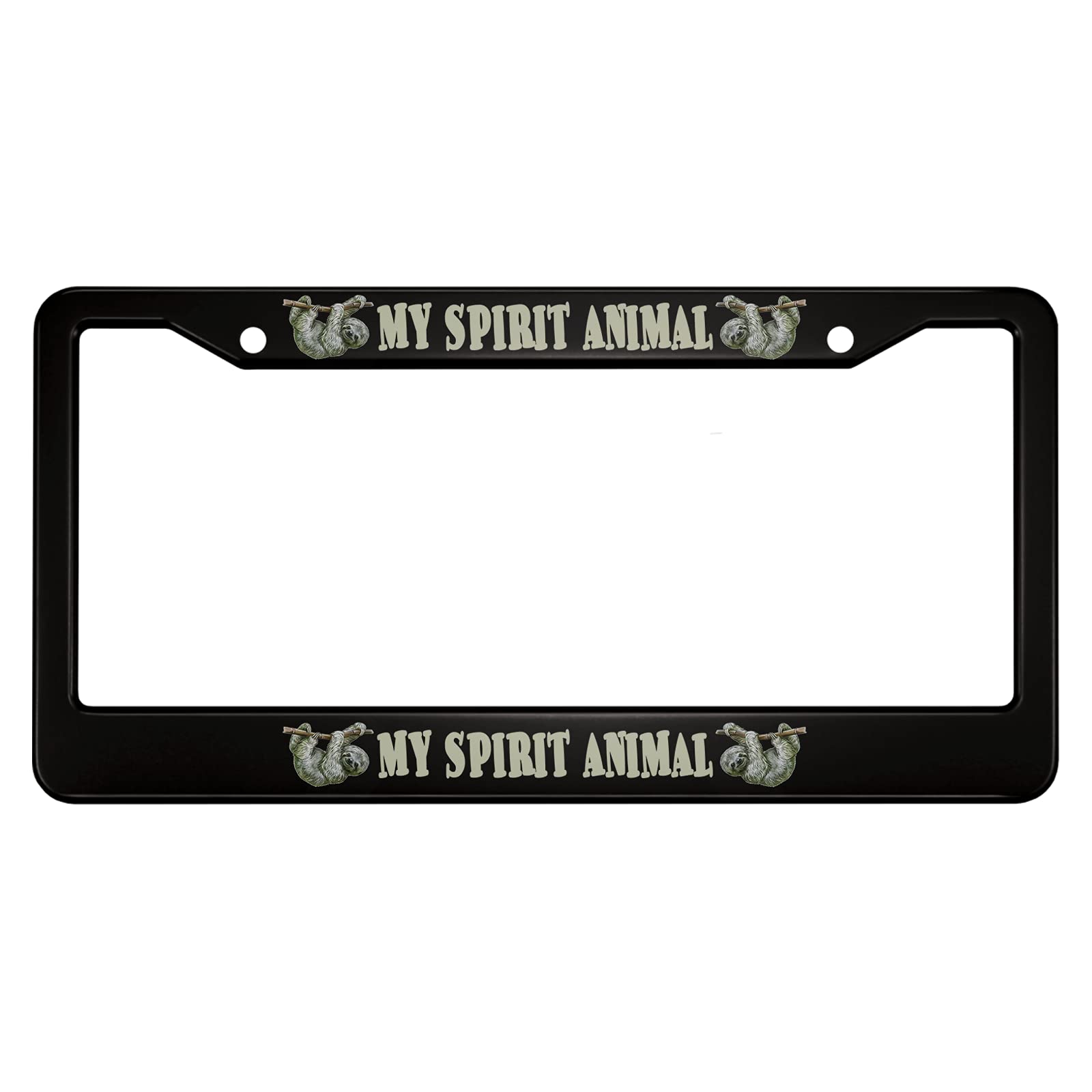 Ofloral My Spirit Animal Aluminum Alloy License Plate Frame Four Sloths Hanging On The Branch Applicable To Us Standard Car Meta