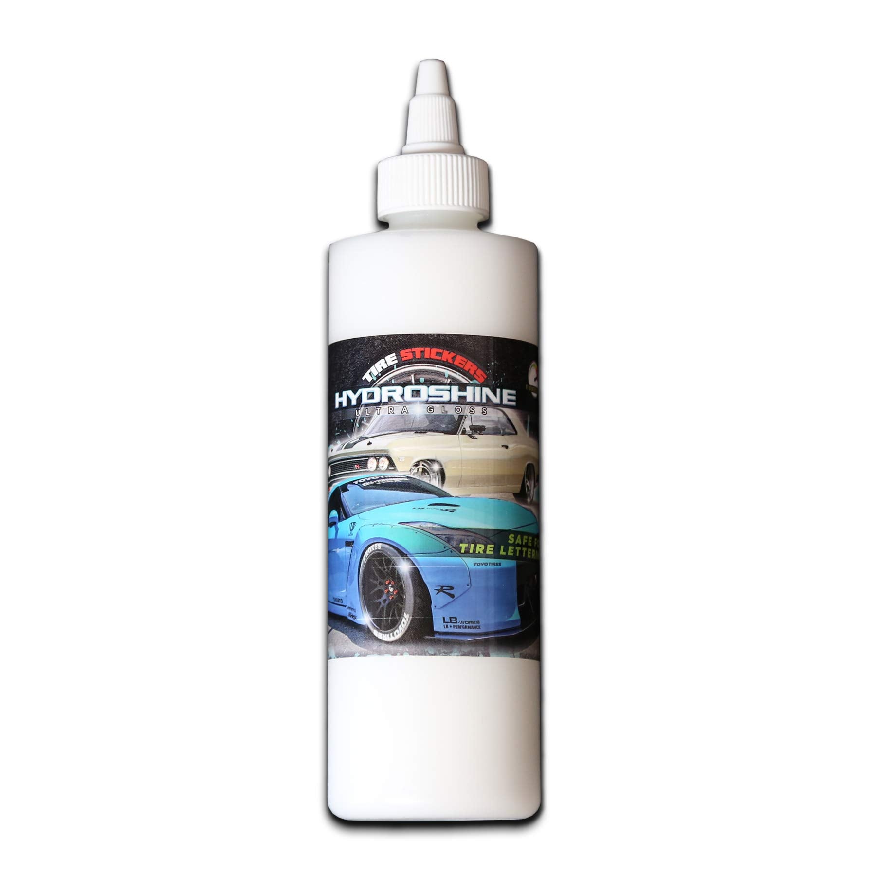 Tire Stickers Hydroshine Tire Wet - Safe For Tire Lettering - 8Oz Bottle - Ultra Gloss