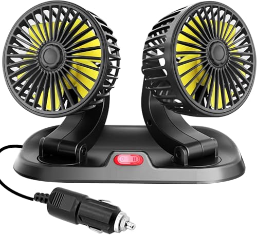 Oto2Eye 24V Dc Electric Car Fan For Dashboard 360 Degree Rotatable Dual Head Car Auto Powerful 2 Speed Cooling Air Fan