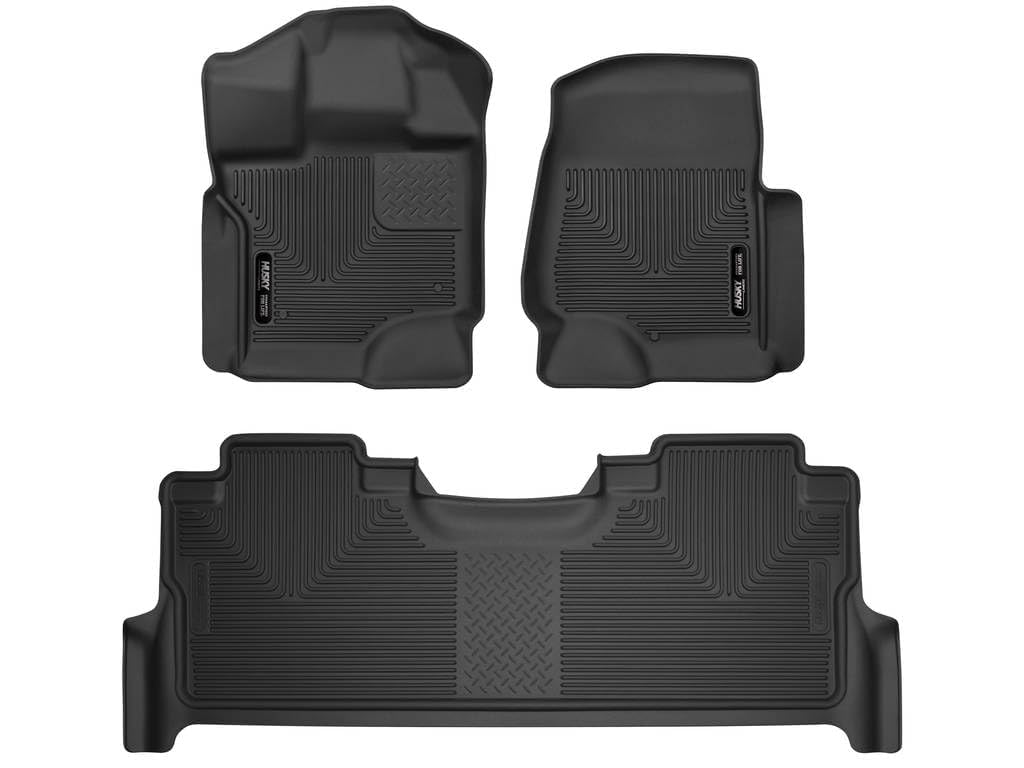 Husky Liners X-Act Contour Floor Mats | Fits 2017-2024 Ford F-250/F-350/F-450 Crew Cab W/Underseat Storage | Front & 2Nd Row, 3-