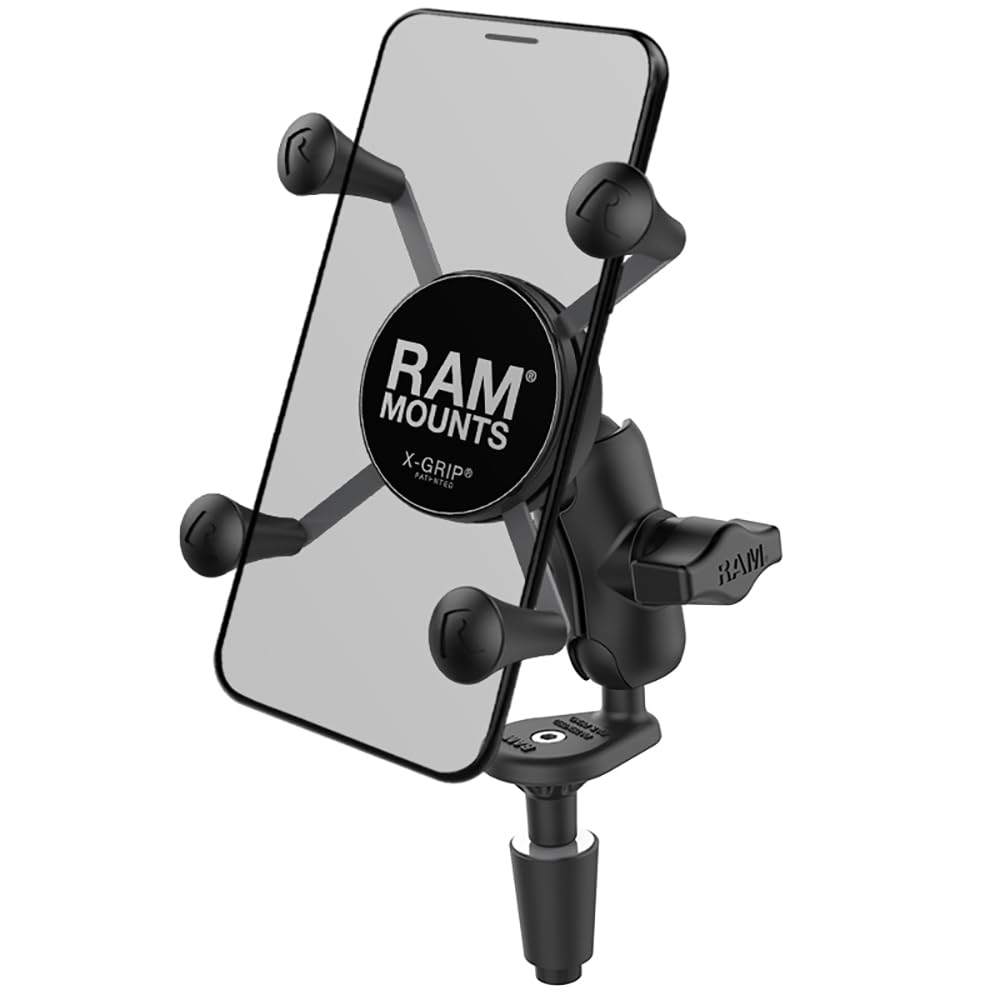 RAM Mounts X-Grip Phone Holder with Motorcycle Fork Stem Base RAM-B-176-A-UN7U with Short Arm for Stems 12mm to 38mm in Diameter