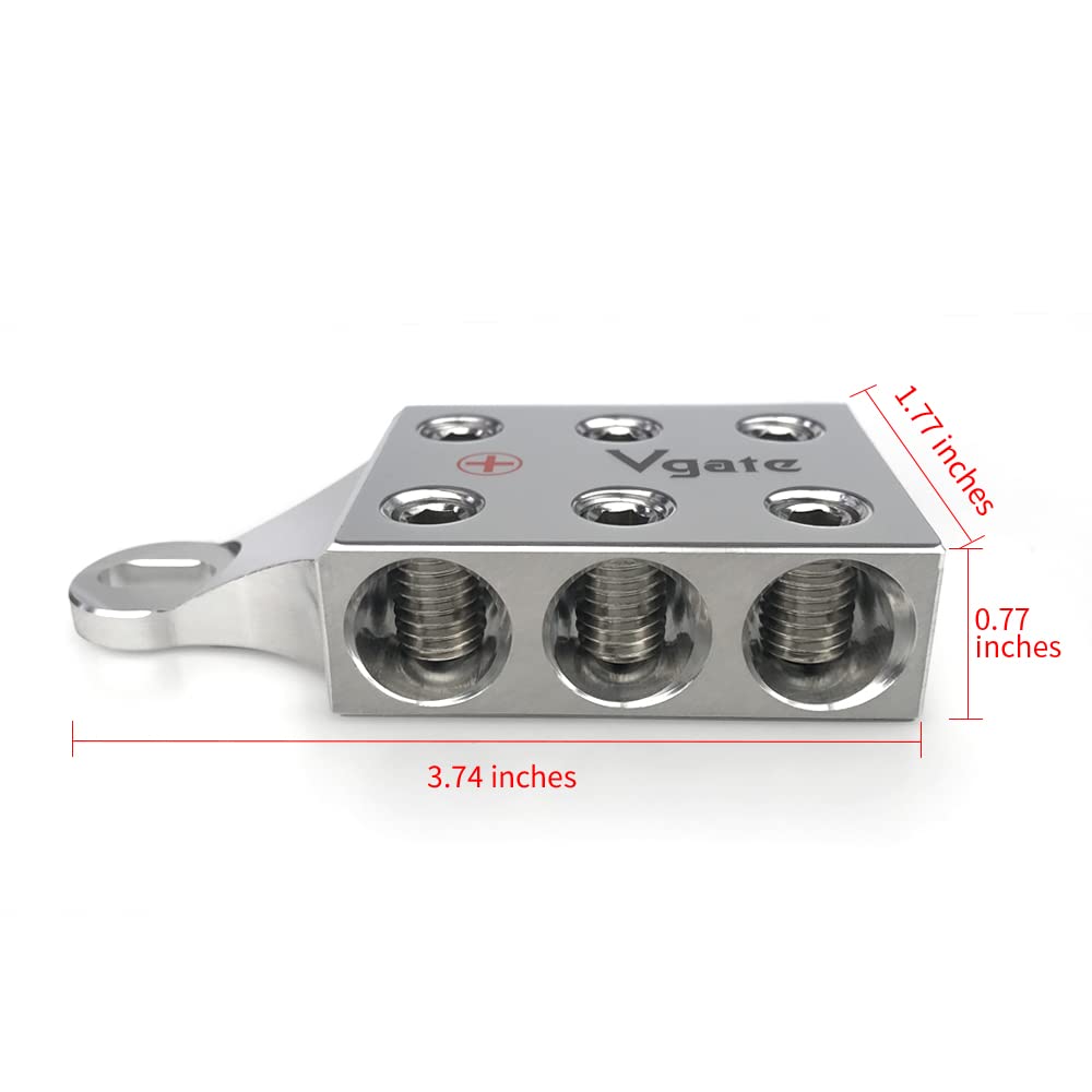 Vgate 6X2/0 Awg Gauge Post Battery Terminals, For Lithium Or Agm Lead Acid Battery With Bolt Down Ends Or Threaded Studs, M6 Or
