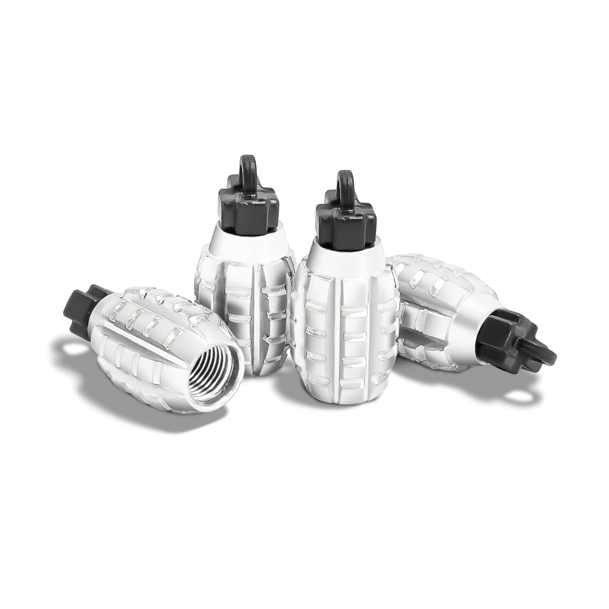 Aluminum Valve Stem Caps, 4 Pcs Creative Styling Car Wheel Tire Valve Caps For Car Truck Motorcycle Bike (White)