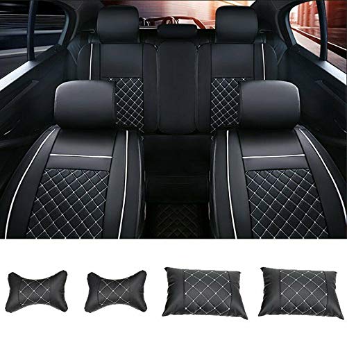 MAGQOO Universal PU Leather Car Seat Cover Full Set 5-Seat Front&Rear Cushions Full Seat with Pillows Fit for SUV Truck Van Year