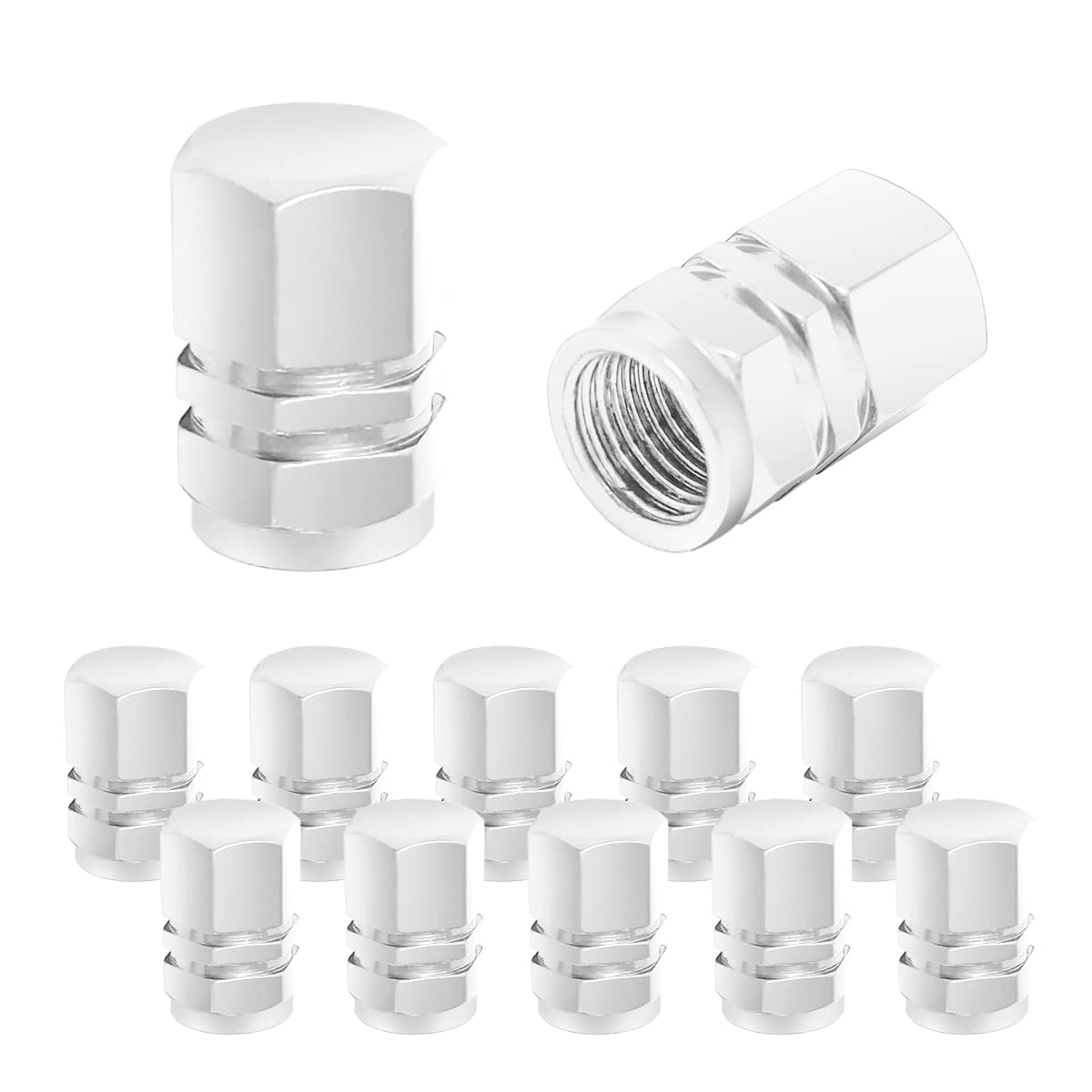 12 Pcs Car Tire Valve Stem Caps, Airtight Caps/Covers, Universal For Cars, Bicycles, Motorcycles, Suvs, Car Accessories For Men Women (Silver)