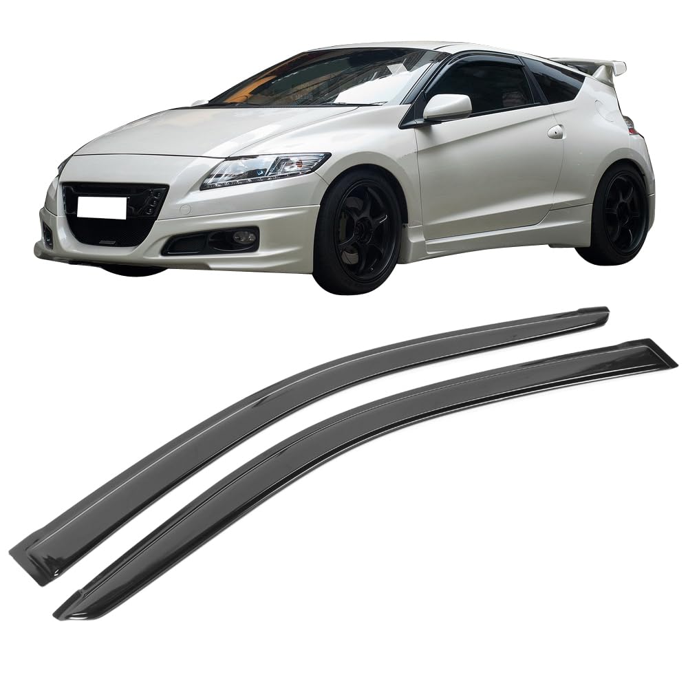 Window Visor Deflector Compatible With 2011-2016 Honda Cr-Z, Slim Tinted Acrylic Resistant Shield Cover Wind Sun Rain Guard By Ikon Motorsports, 2012 2013 2014 2015