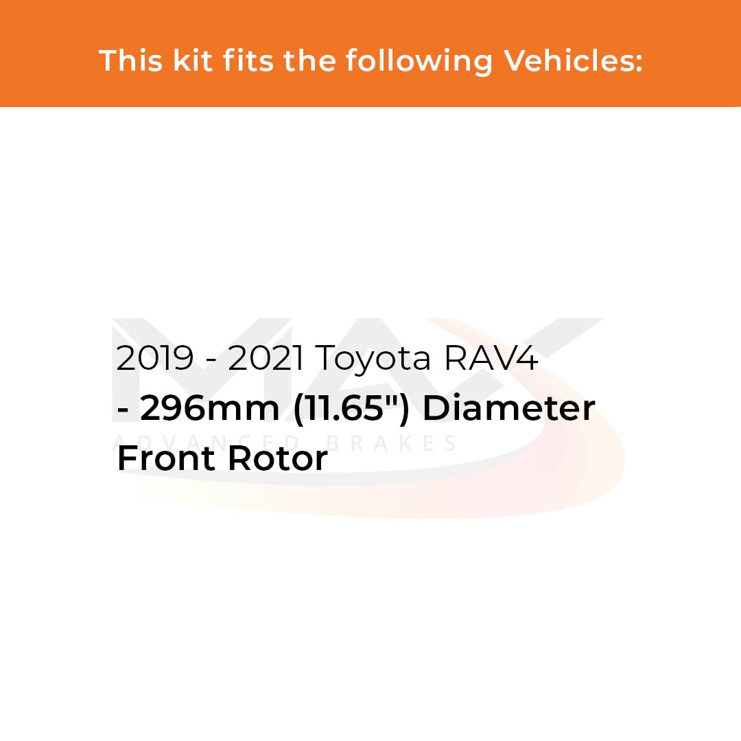 Max Advanced Brakes Front & Rear Brake Kit Compatible With 2019 2020 2021 Toyota Rav4 Brakes W/11.65' Front Rotor Replacement Cross Drilled Disc Brake Rotors And Ceramic Brake Pads