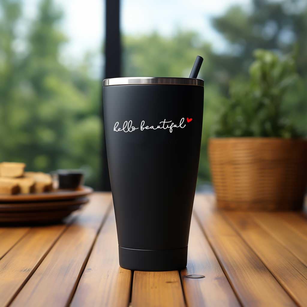 2 X Hello Beautiful Cup Tumbler Vinyl Sticker, Affirmation Sticker, Water Bottle Sticker, Laptop Sticker, Water Bottle Vinyl, St