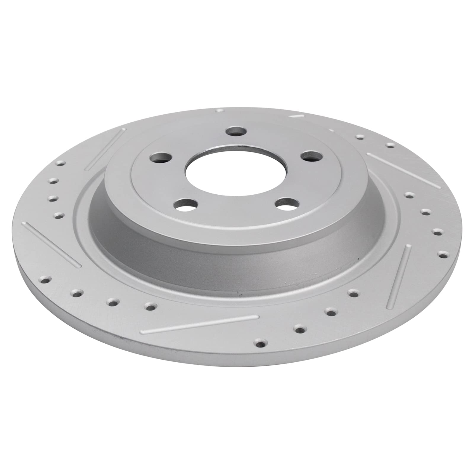 Trq Rear Performance Brake Rotors Set Solid Premium G-Coated Cross Drilled & Slotted Compatible With 2015-2023 Ford Mustang