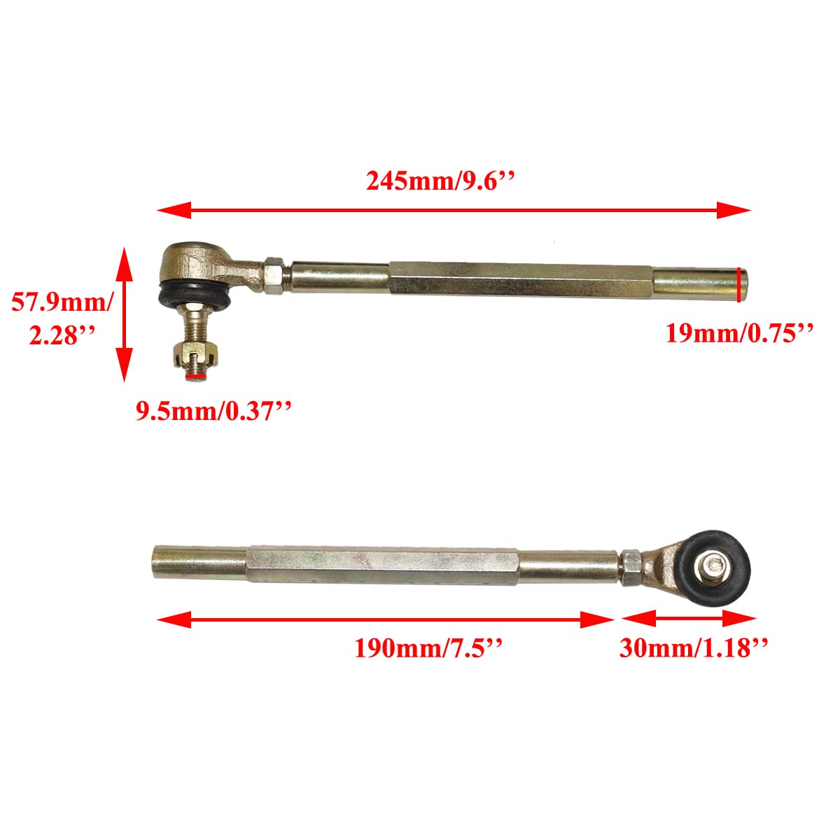 Pro Bat 435 Mm /17.1'' Go Kart Steering Gear Rack Pinion 390 Mm/15.4'' Adjustable Rack Shaft Tie Rod Kit Fit For 110Cc 125Cc 140Cc 150Cc Go Kart Cart Golf Buggy Utv