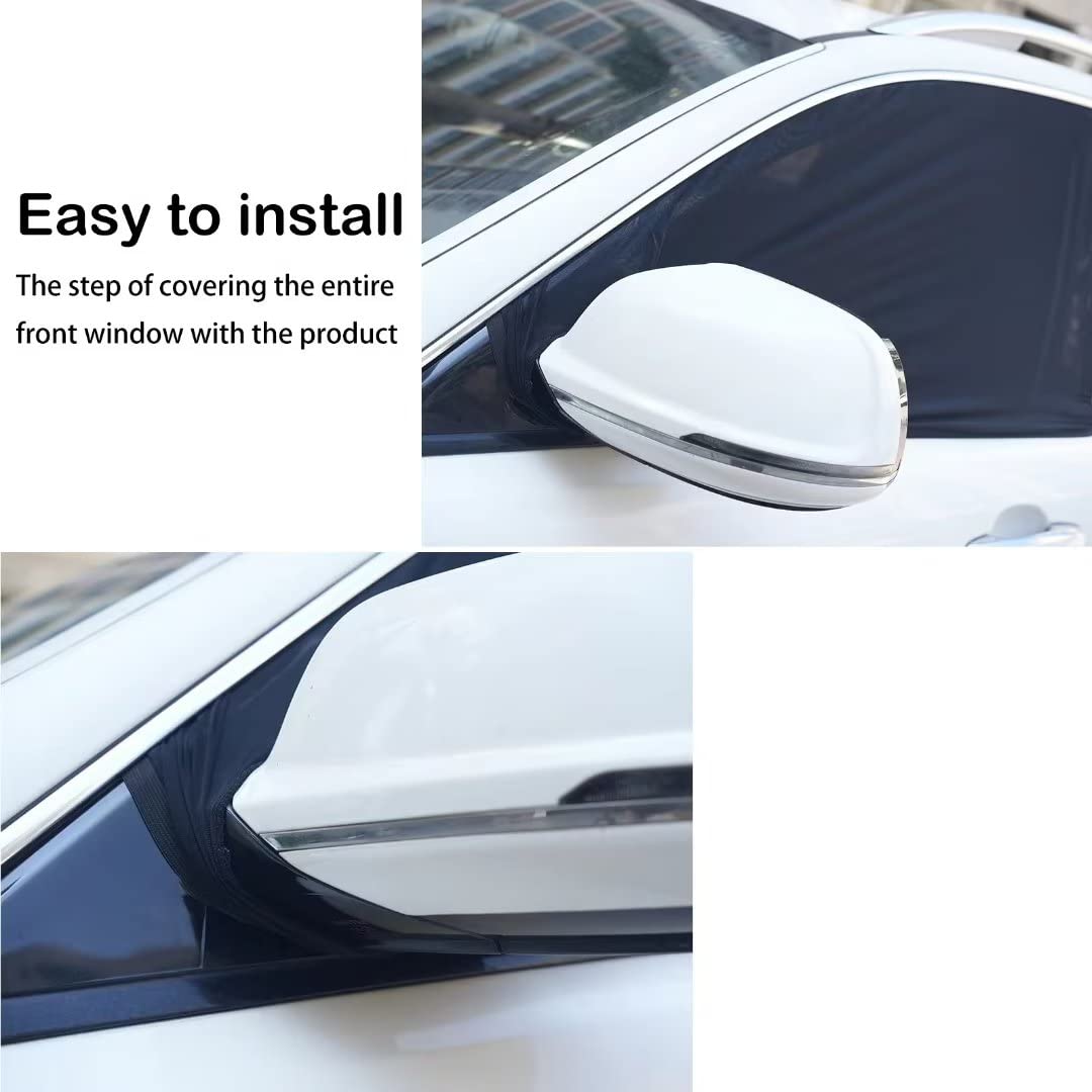 2Pcs Car Front Window Sunshade, Breathable Mesh Car Window Screen Streched Up To 40'', For Night Camping, Privacy Shade