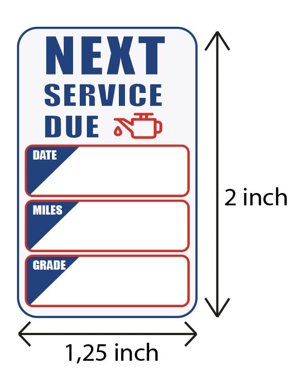 Oil Change Stickers 250 Pcs Per Roll-Service Reminder Stickers - 2'' X 1,25'' Premium Clear Stock-Windshield Stickers-Checkered