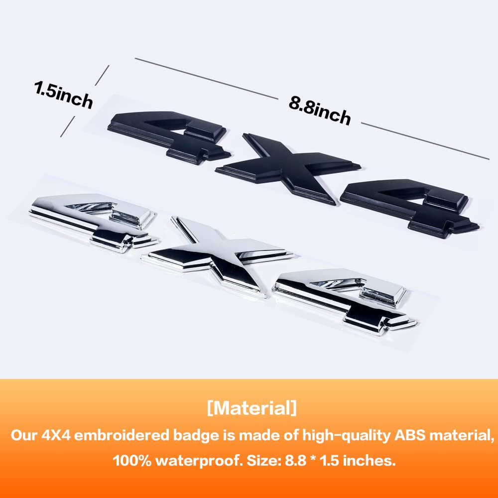 4x4 Emblem Sticker, 8 Inch 3D Chrome Emblem Sticker Replacement Badge,Car Truck Door Body Side Fender Rear Trunk Adhesive Emblem