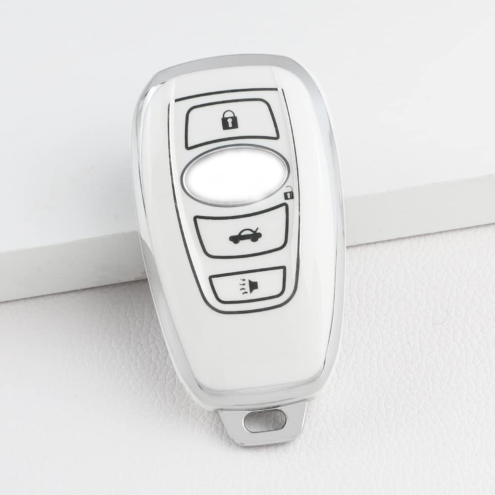 For Subaru Key Fob Cover Accessories Outback Crosstrek Forester Wrx Impreza Brz Legacy Ascent Car Remote Case Shell Protector 4 Button White Silver Tpu