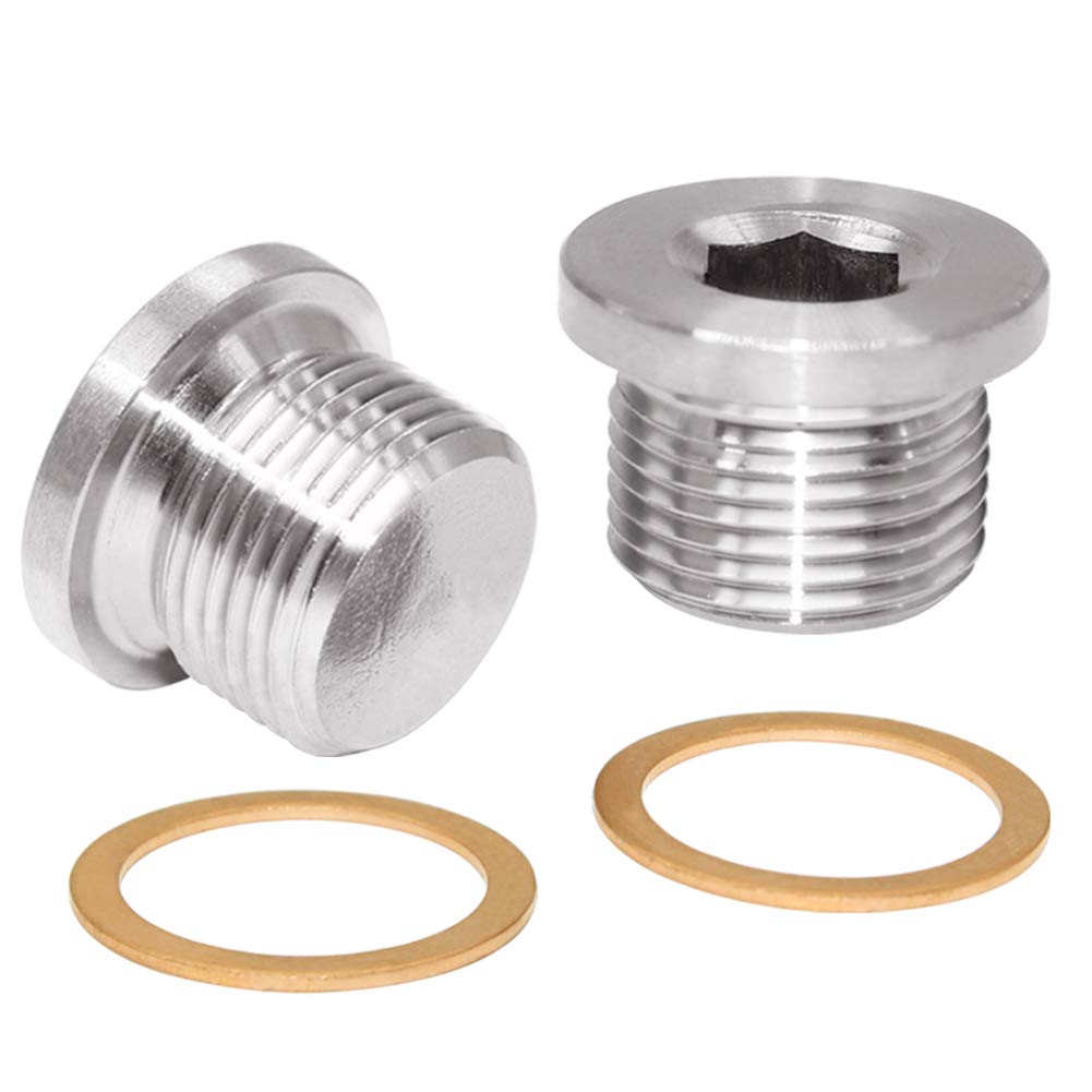 Joytube M18 X 1.5 With Inner Hex Head Universal Fit With Brass O-Ring For Motorbike And Other Transportation, 304 Stainless Stee