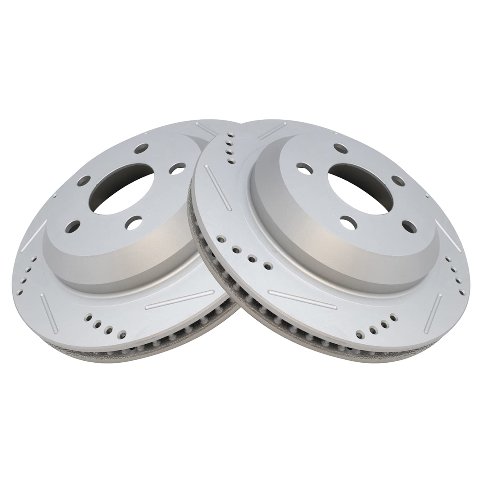 Trq Rear Performance Brake Rotors Set Premium G-Coated Cross Drilled & Slotted Compatible With 1998-2002 Chevrolet Camaro Pontia