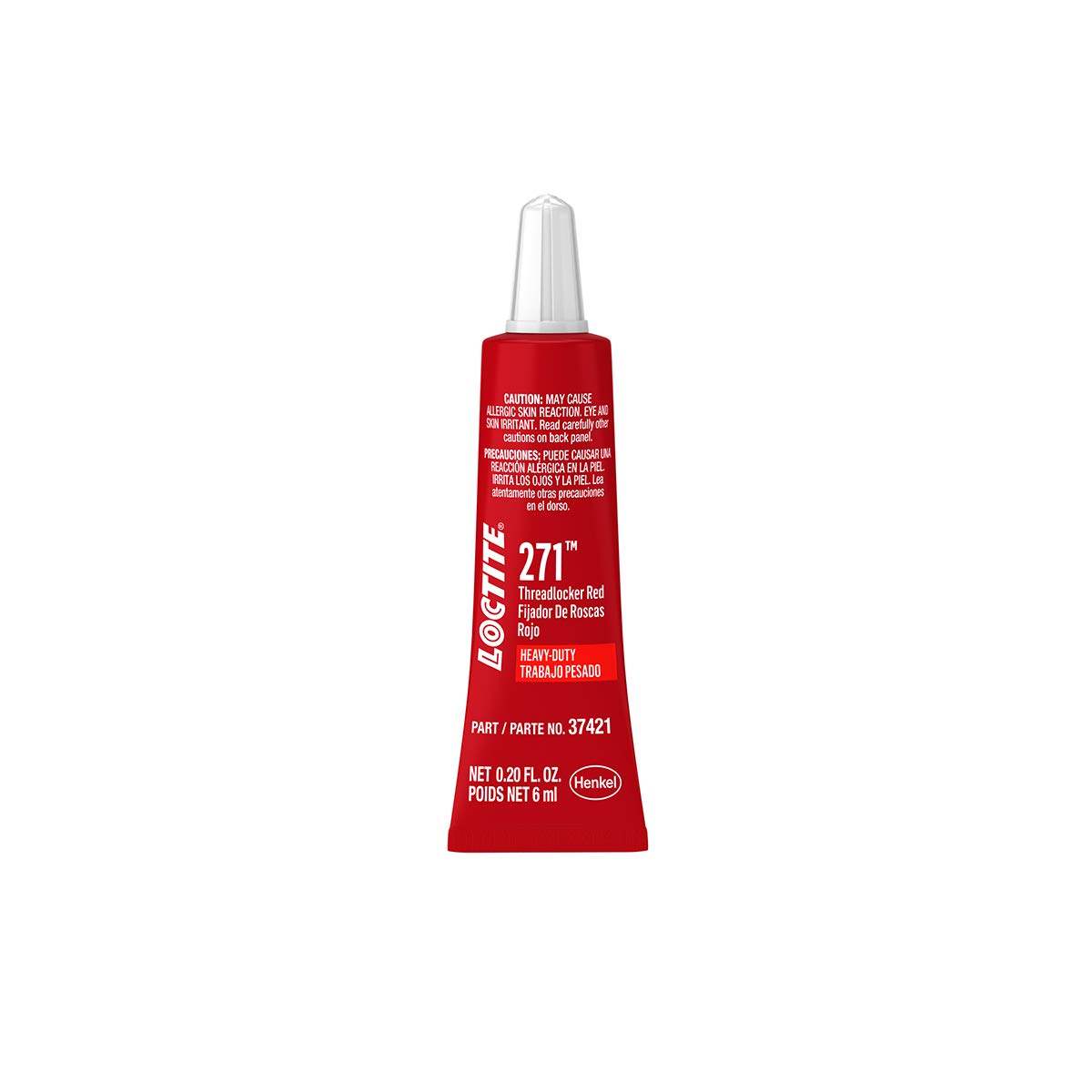 Loctite 271 Automotive Threadlocker Red - High Strength Thread Lock, Fluorescent, Heavy-Duty, Works On All Metals - 6 Ml, 1 Pack