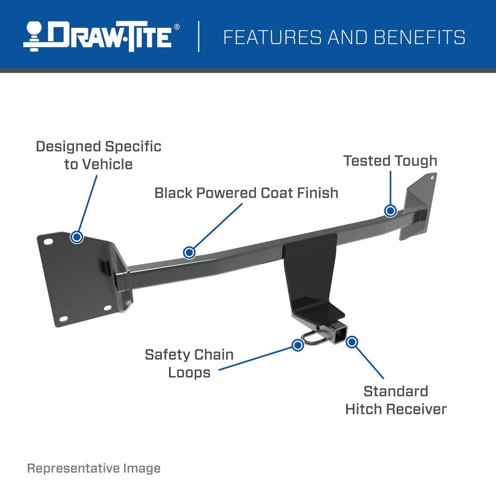 Draw-Tite 24847 Class 1 Trailer Hitch, 1-1/4 Inch Square Receiver, Compatible with 2012-2017 Toyota Prius V, 2010-2019 Toyota Prius