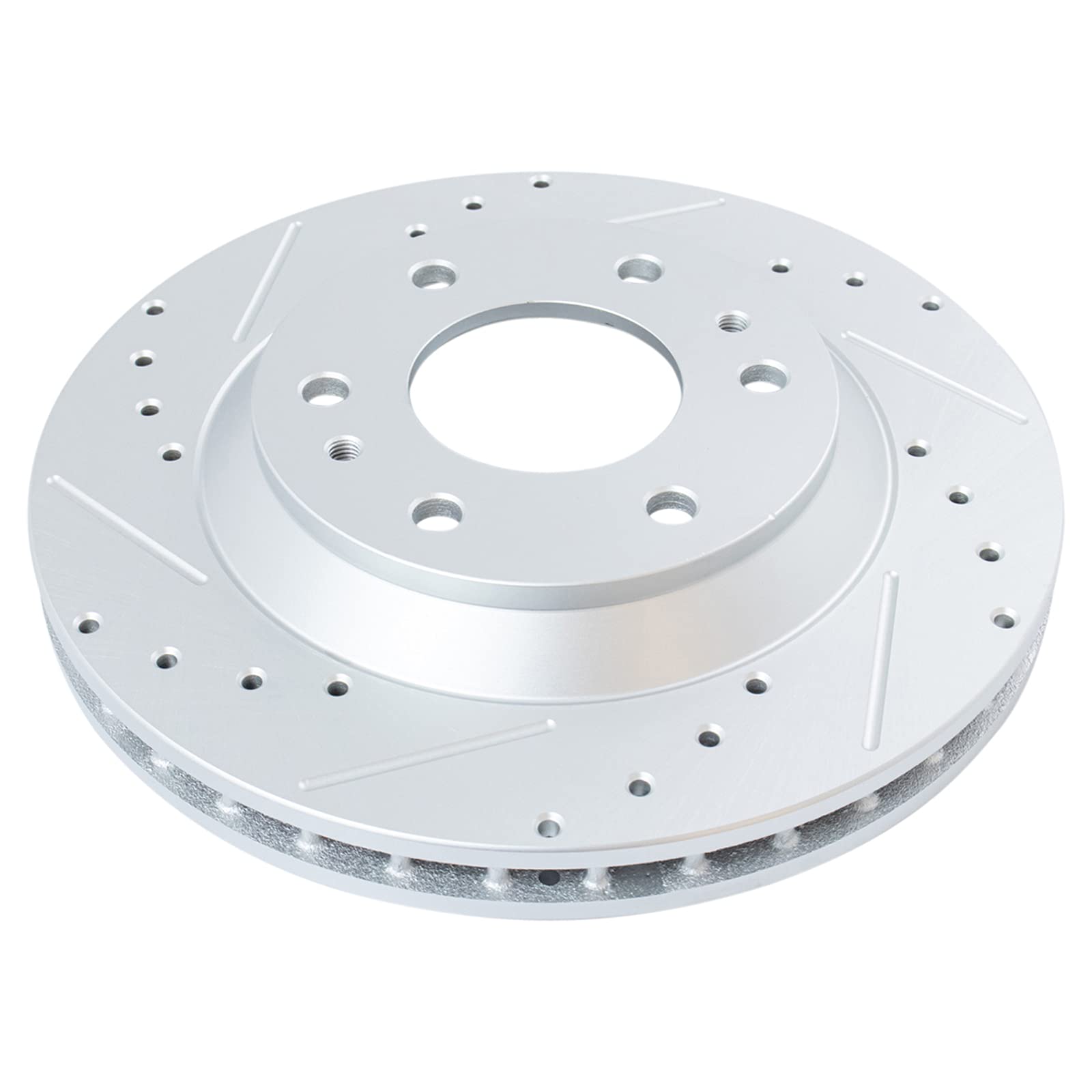 Trq Performance Drilled Slotted Front Coated Brake Rotor Pair For Chevy Suv