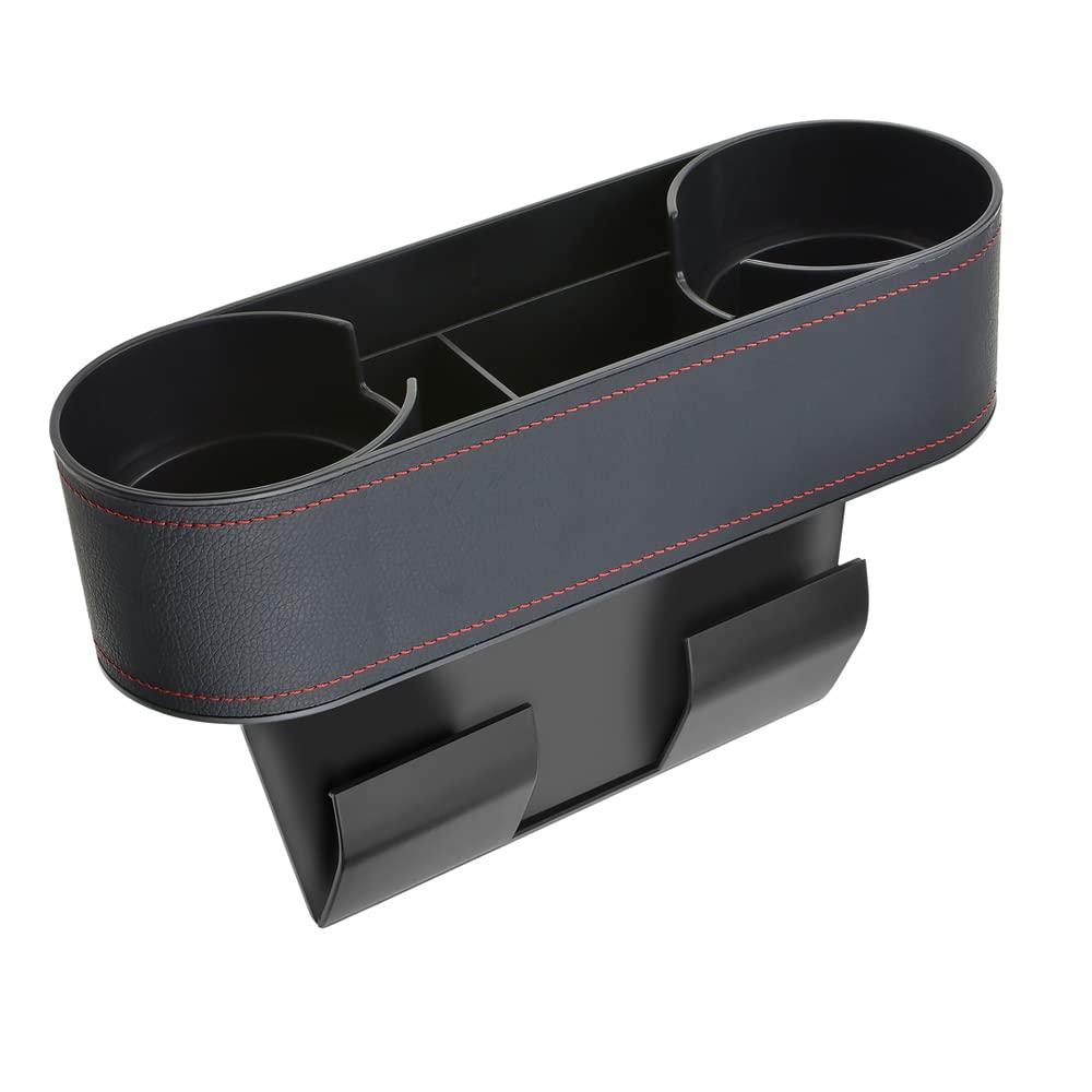 Car Cup Holder Expander Organizer,Multifunctional Cup Drink Holders With Pu Leather Cover,Side Insert Center Console Seat Gap Fi