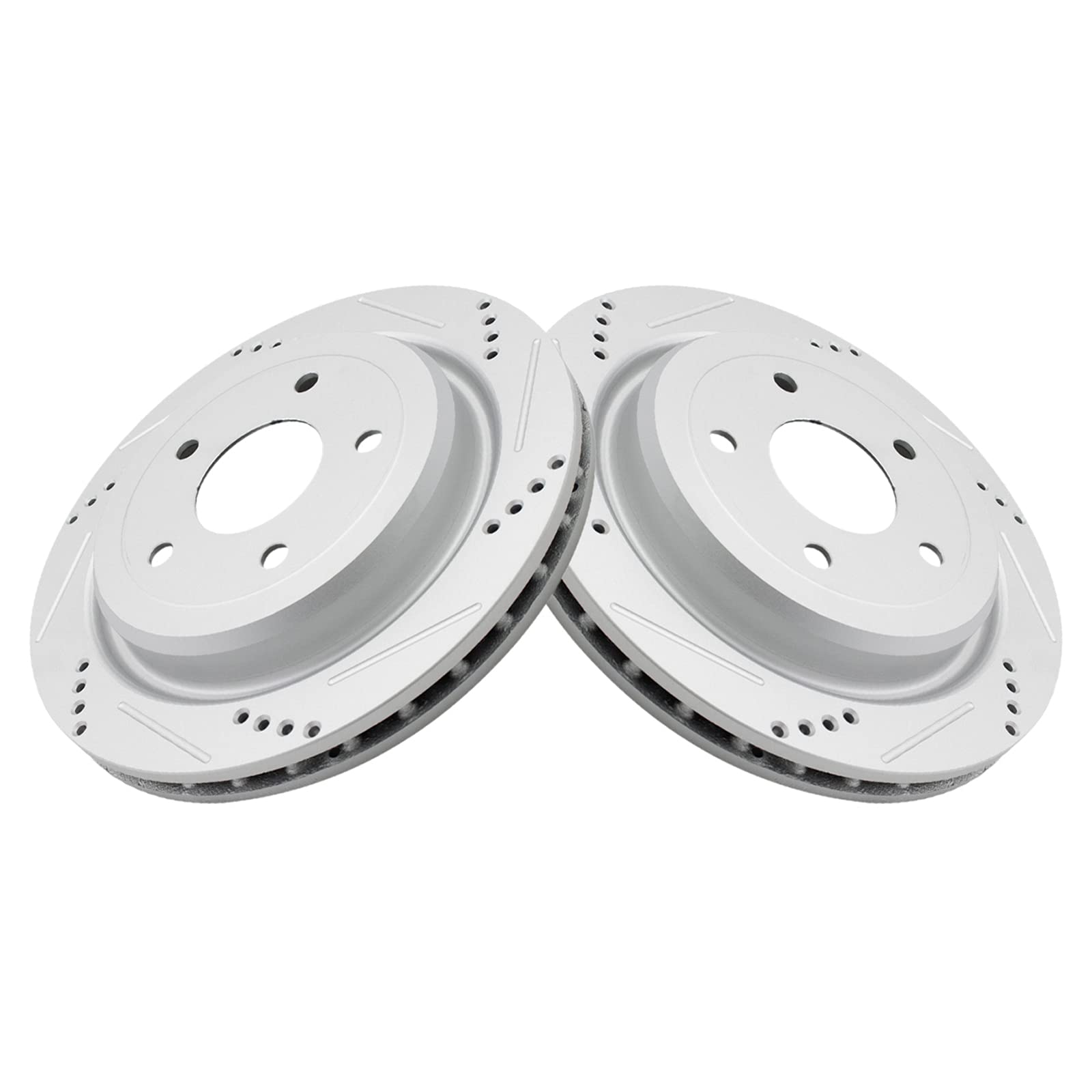 Trq Rear Performance Brake Rotors Set Vented Premium G-Coated Cross Drilled & Slotted Compatible With 2004-2009 Cadillac Xlr 200