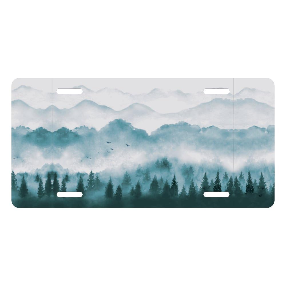 Muishi Misty Green Forest Trees Decorative License Plate, Vanity Tag, Metal License Plate, Aluminum Novelty License Plate Home D