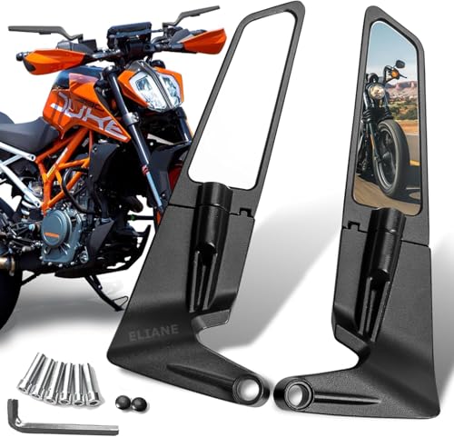 Eliane Universal Motorcycle Bike Mirrors Set Adjustable Rotating Rear View Mirror Stealth Wind Wing Side For All Bikes (York Nut