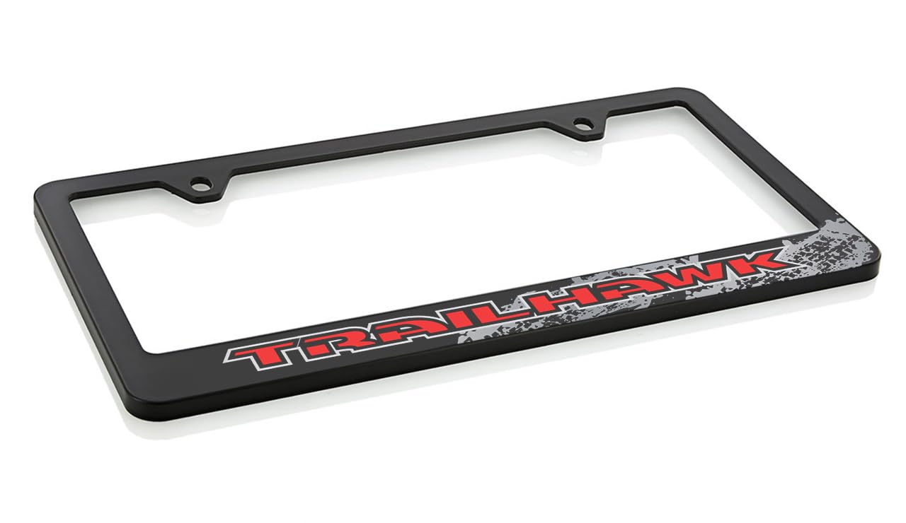 Jeep Trailhawk Uv Printed Black Plastic License Plate Frame - Trailhawk Wordmark