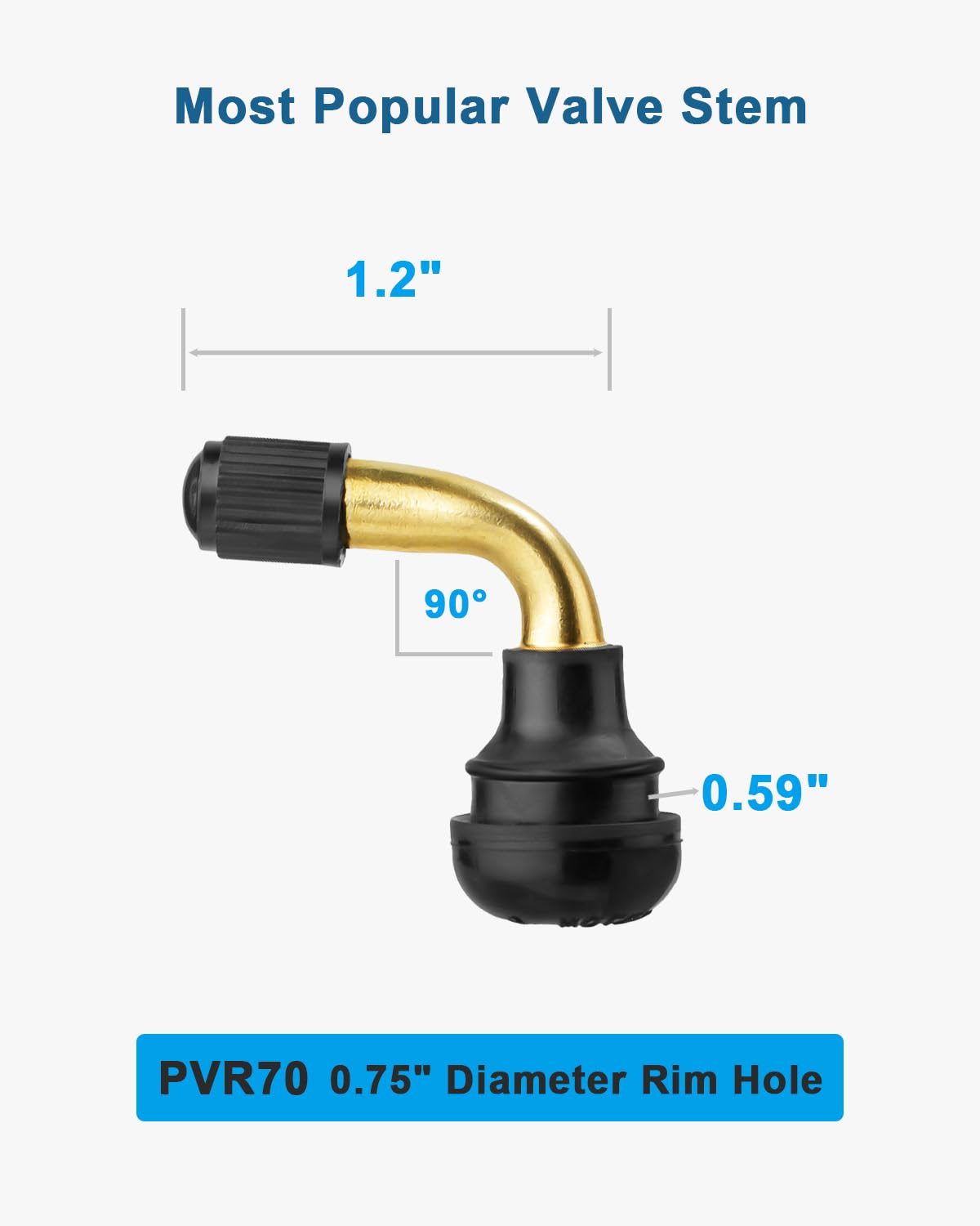 Riseuvo 5Pcs Pvr70 Valve Stems Bent 90 Degree Angled Snap-In Rubber Base For Motorcycle, Atv