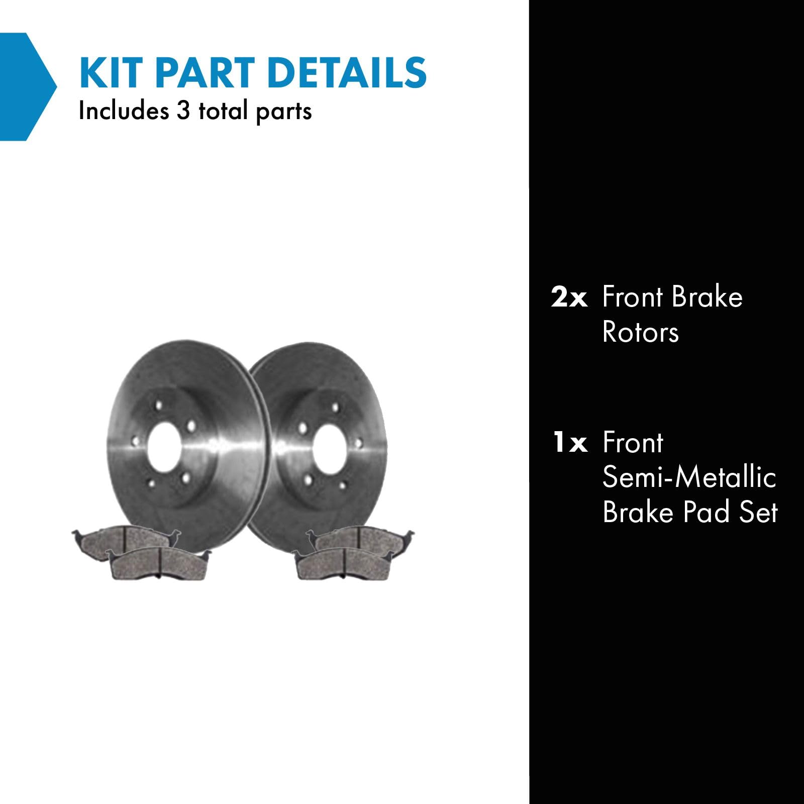 Trq Front Brake Pad & Rotor Kit Brake Pads Brake Rotor Semi-Metallic Compatible With 2000-2005 Dodge Neon 2000-2001 Plymouth