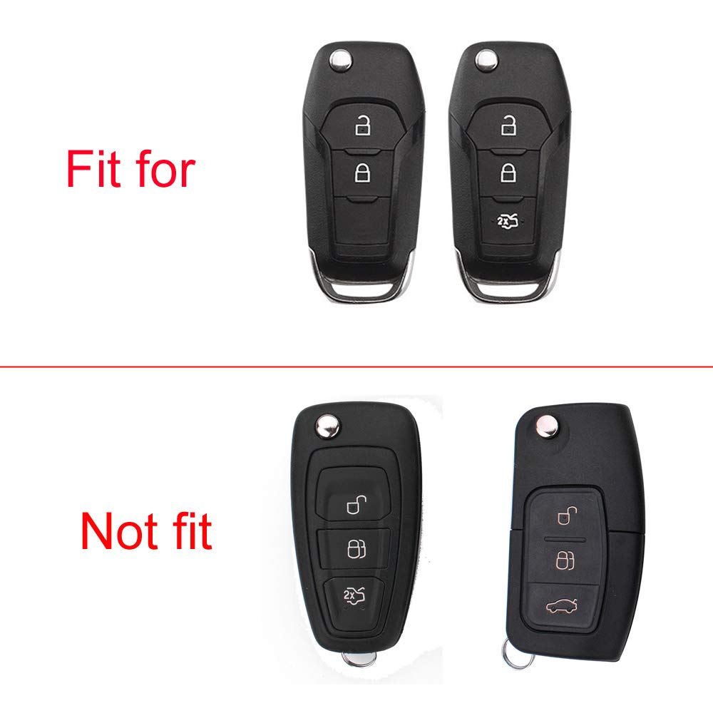 Royalfox(Tm 2 3 Buttons Soft Tpu Flip Remote Key Fob Case Cover For 2015 2016 2017 2018 2019 Ford F150 F250,Focus 3 Escort Kuga Everest Fiesta Mustang Edge Mkv Fusion 2016 Ranger (Blue)