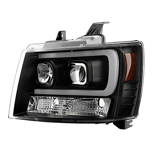 Akkon - For 2007-2014 Chevy Suburban | Tahoe | Avalanche Left + Right Black Led Drl Projector Head Lights Pair