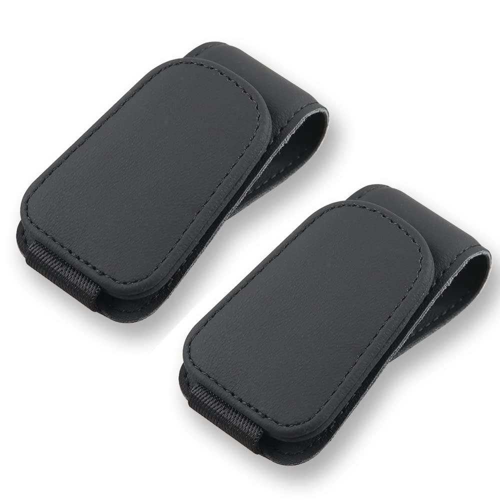 CMWWYFC 2Pcs Sunglass Holder for Car, Magnetic Leather Eyeglass Hanger Clip for Car Sun Visor, Sunglasses Holder and Ticket Card