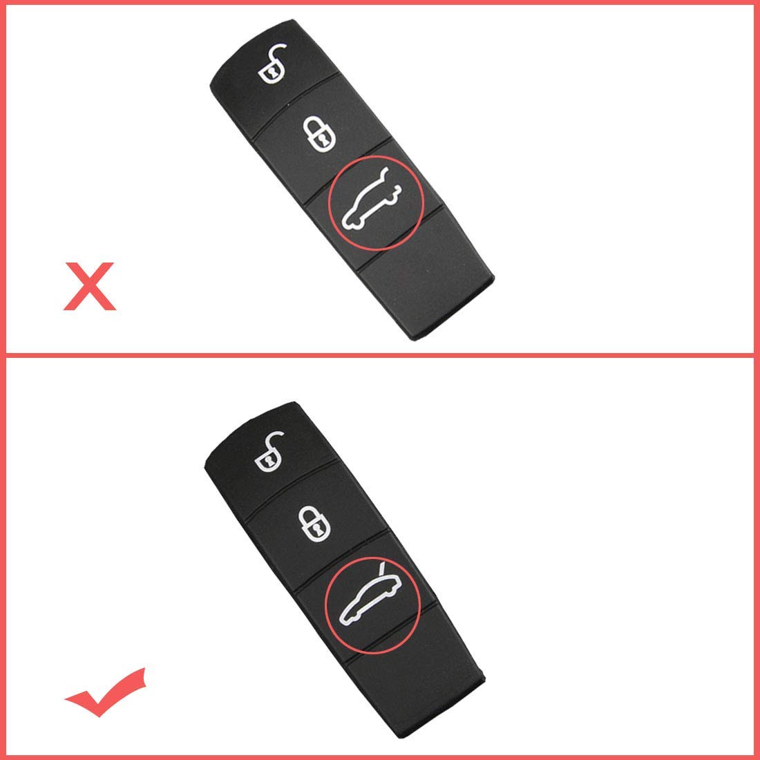 Remote Key Button Cover Compatible with Porsche, Jaronx Key Fob Button Keyless Entry Center Rubber Protectors (Compatible with:P