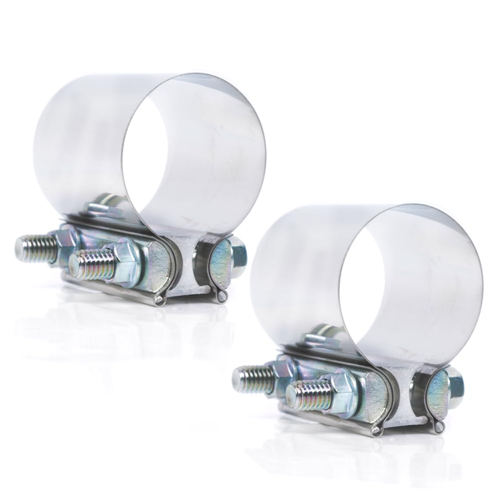 Elifecenter 3 inch Exhaust Clamps, ID 3'' Exhaust Lap Joint Butt Clamps, T304 Stainless Steel Band Clamp w/High Grade Bolts (2 P