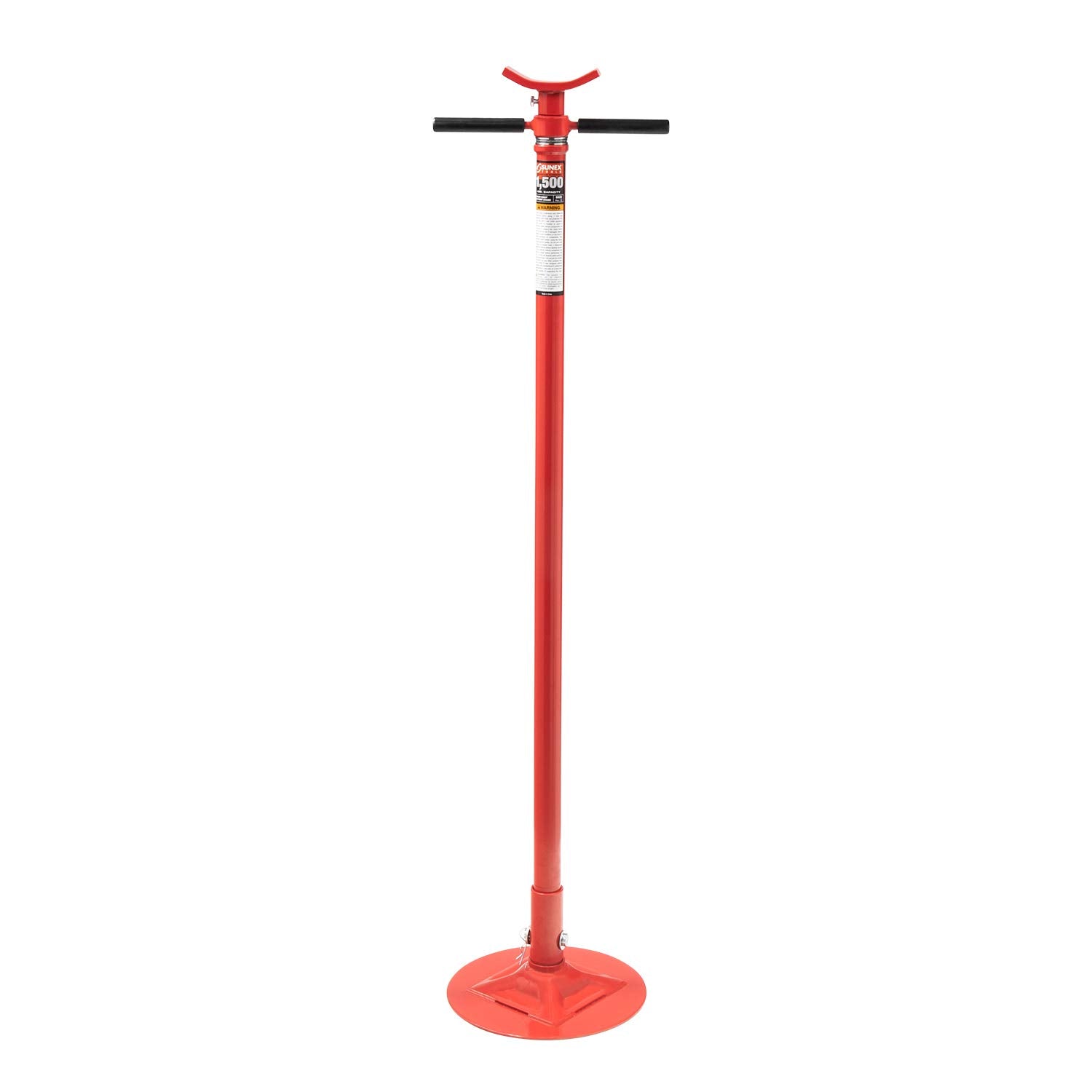 Sunex 6809A, Underhoist Support Stand,  Ton Capacity, 12 Inch Diameter Base, Contoured Saddle, Bearing Mounted Spin Handle, Self