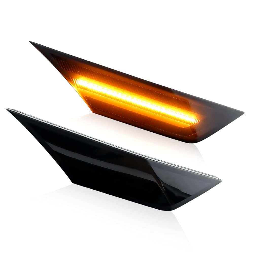 Apmat 2Pcs Dark Smoked Lens Full Led Amber Front Fender Side Marker Light Replacement For Turn Signal Lamp Assembly Honda Civic