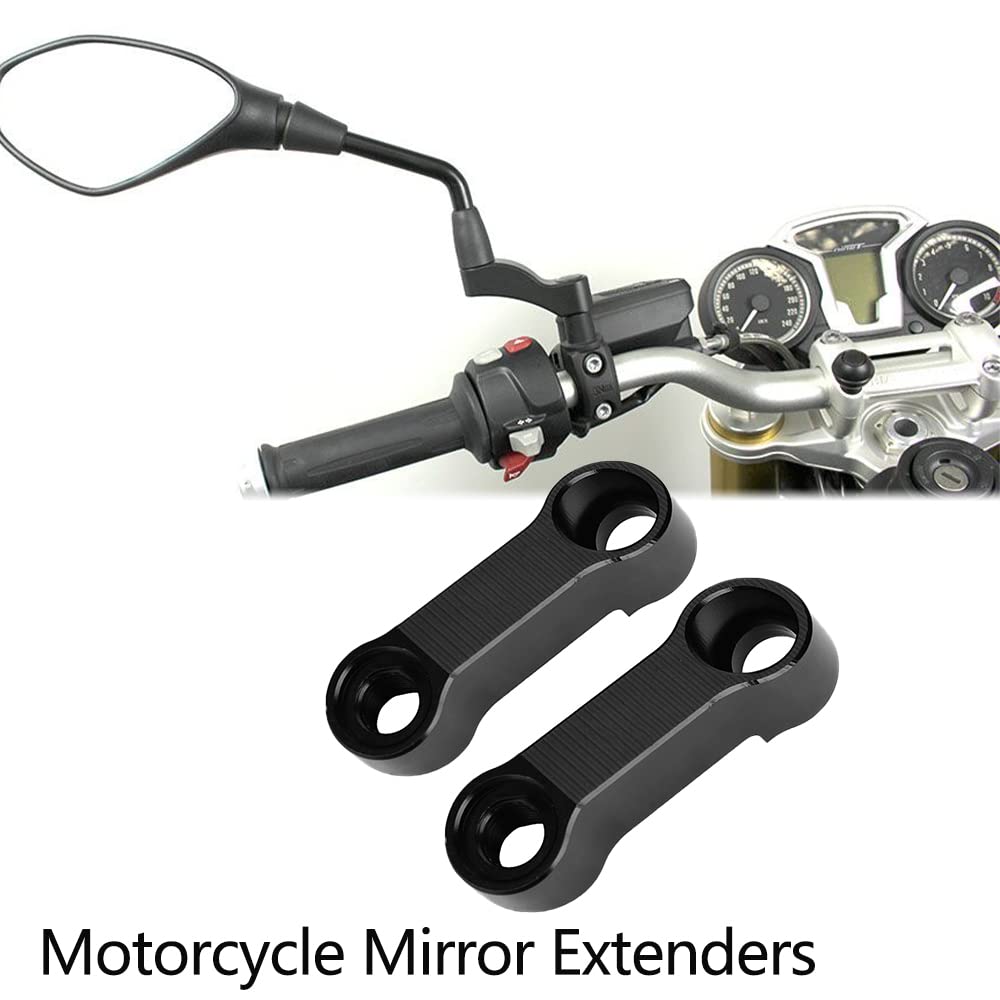 Watris Veiyi Motorcycle Mirror Extenders, Motorcycle Rearview Mirror Adapter, Aluminum Alloy Mirror Adapter, Motorcycle Mirror Mount Riser Extender For M10 Or M8 Mounting Apertures Motorcycles