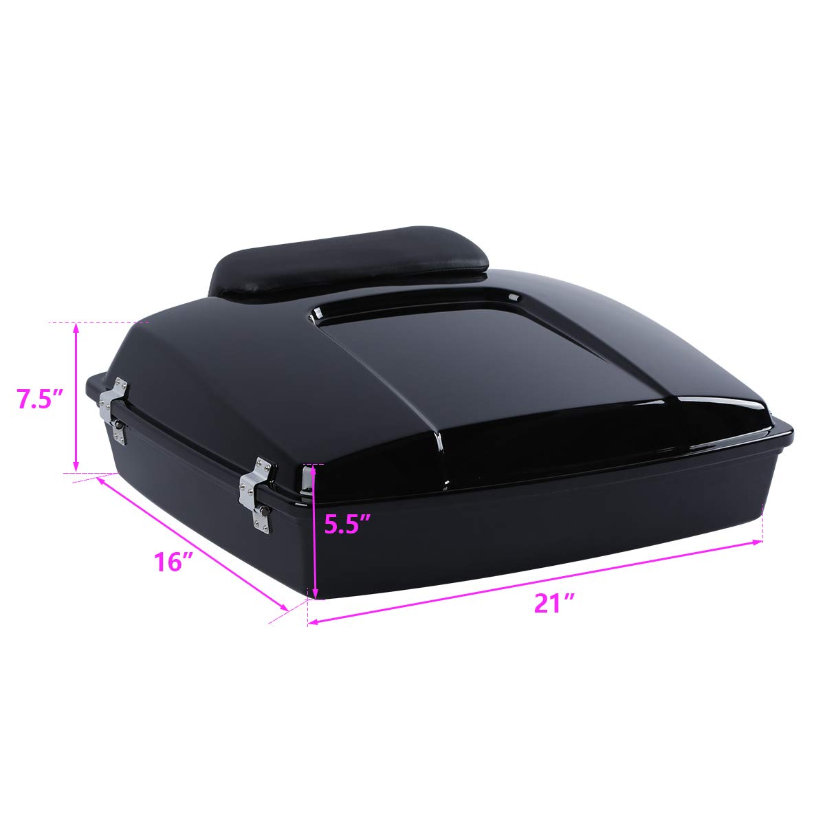 XFMT 5.5'' Razor Tour Pack Trunk W/Backrest Pad & Black Two-Up Mount Rack for Harley Touring Road King Street Glide Road Glide E