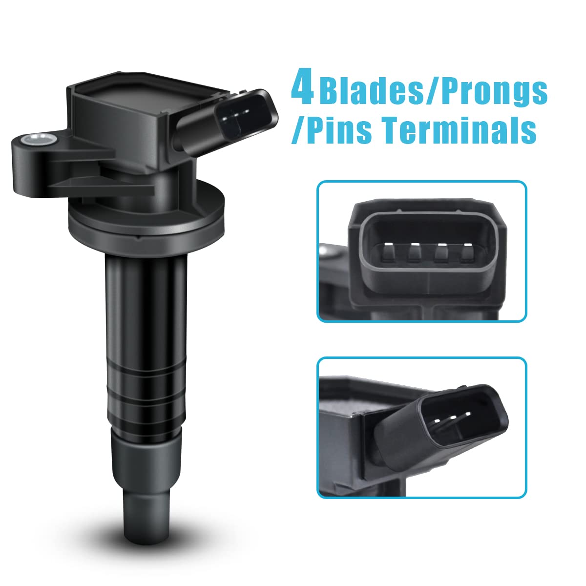 MAS Set of 4 Ignition Coils Pack & 4Pcs Iridium Spark Plugs 4503 Compatible with Chevrolet Toyota Pontiac Prizm Corolla Vibe 1.8