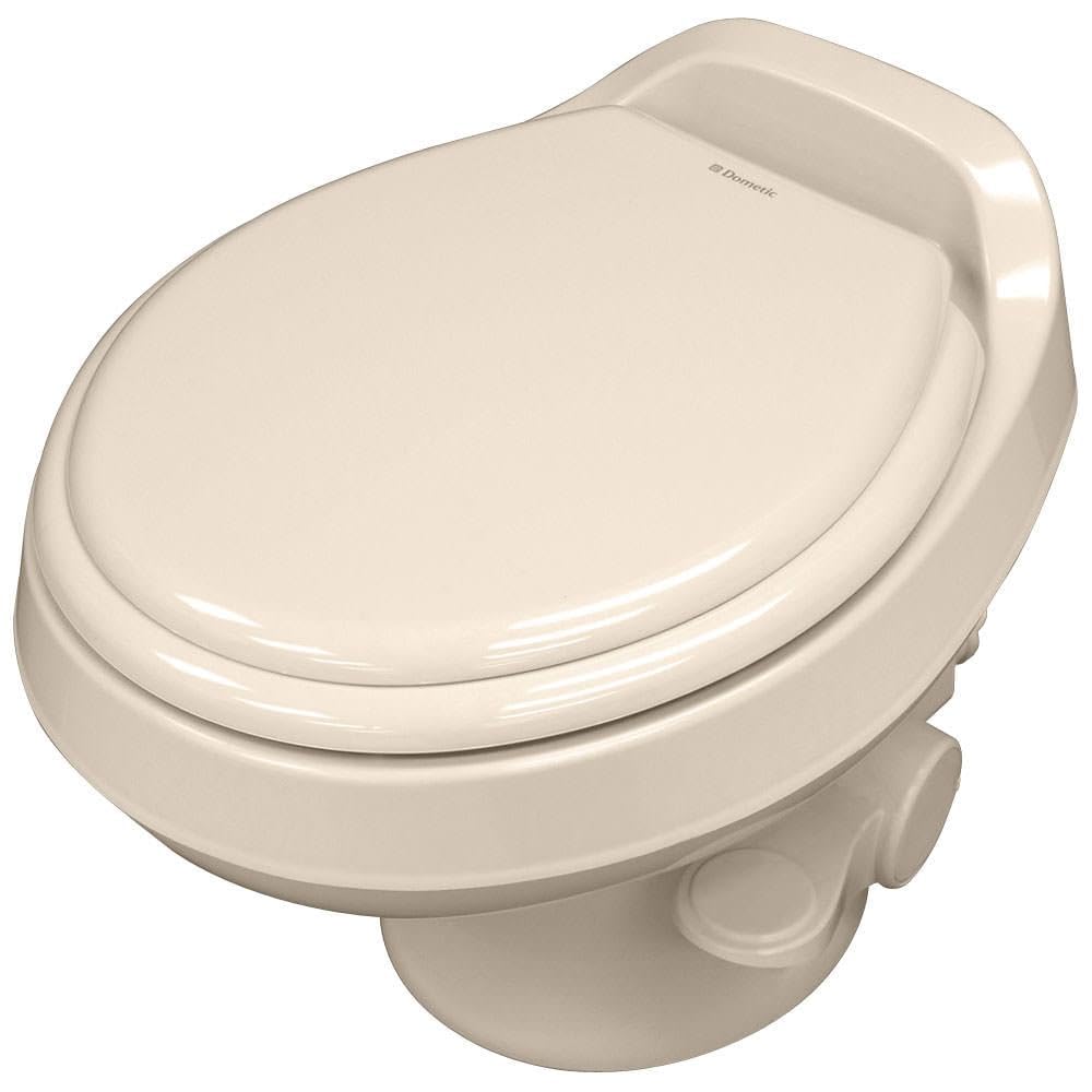 Dometic 301 Toilet Low Profile 13.5'' Height- Bone, 301-Ss/Rt/Bone, Full Size Residential Style, Clean And Watertight Triple Jet