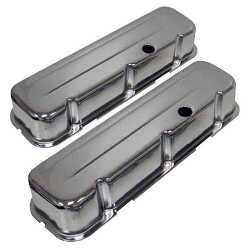 1965-95 Compatible/Replacement For Chevy Big Block 396-427-454-502 Tall Steel Valve Covers - Chrome