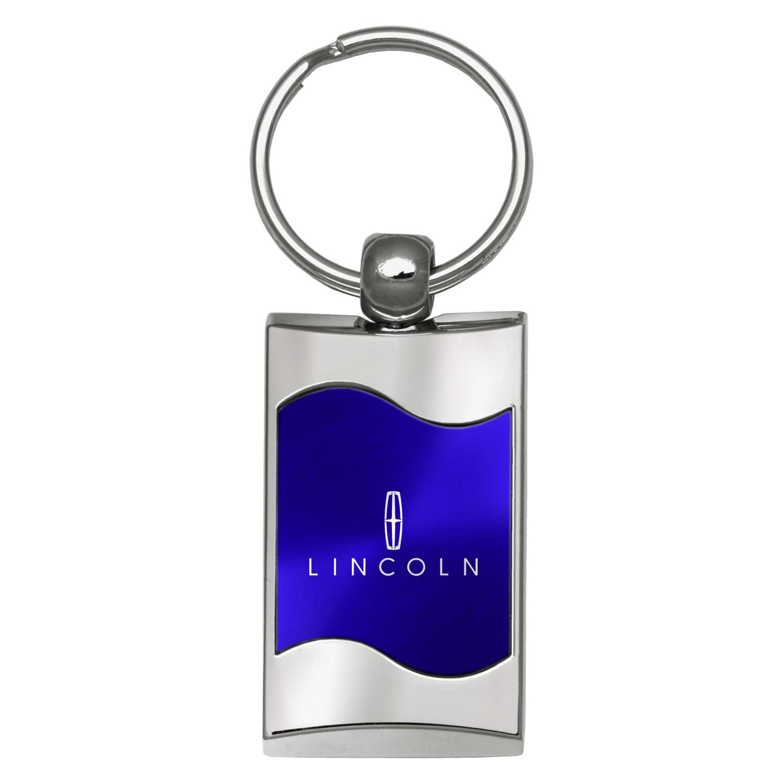 Au-TOMOTIVE GOLD Rectangular Wave Key Fob for Lincoln (Blue)