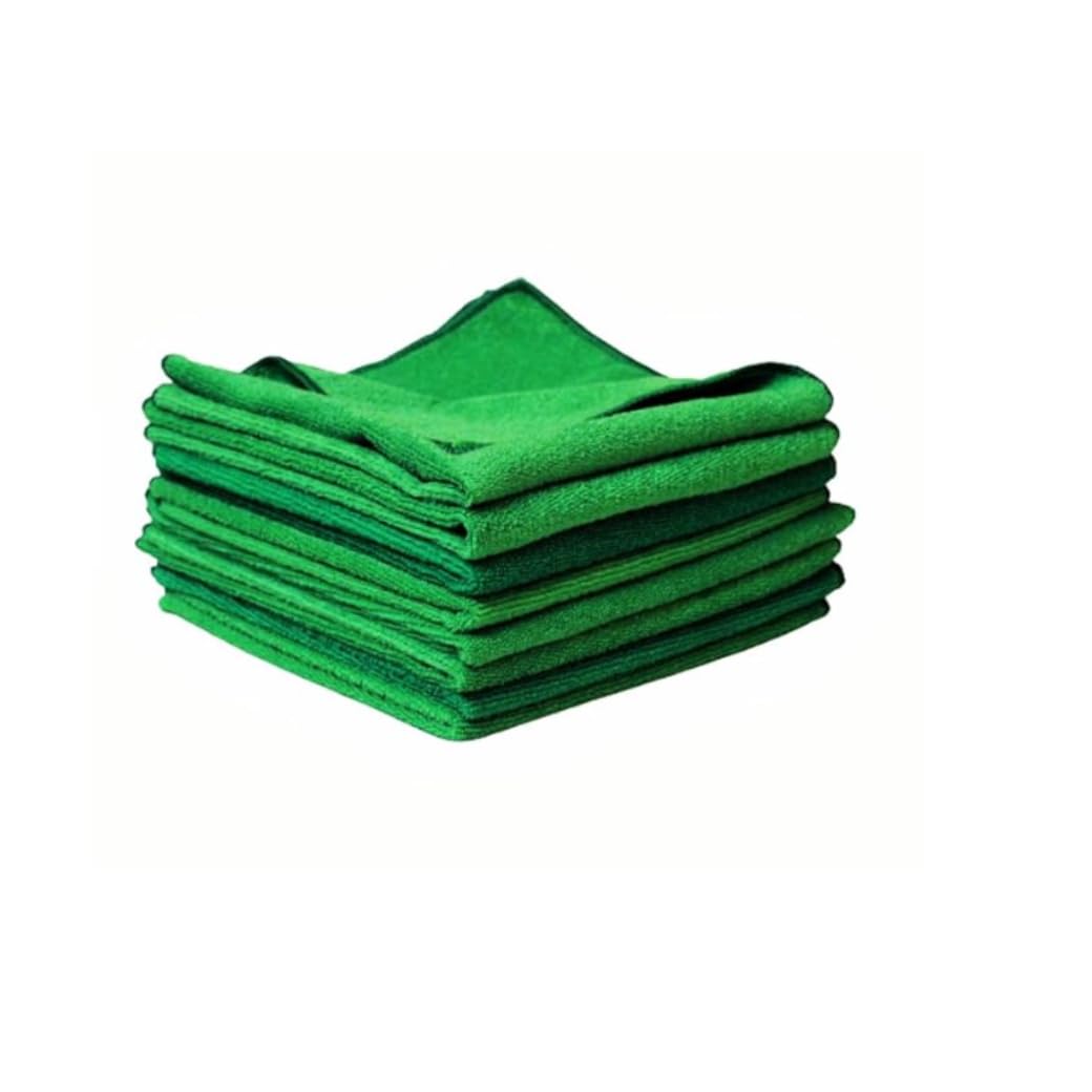 VGT Microfiber Cleaning Cloth 250 GSM  Green  Lint & StreakFree Multipurpose Cloths, Double Sided for Car Detailing, Cleaning